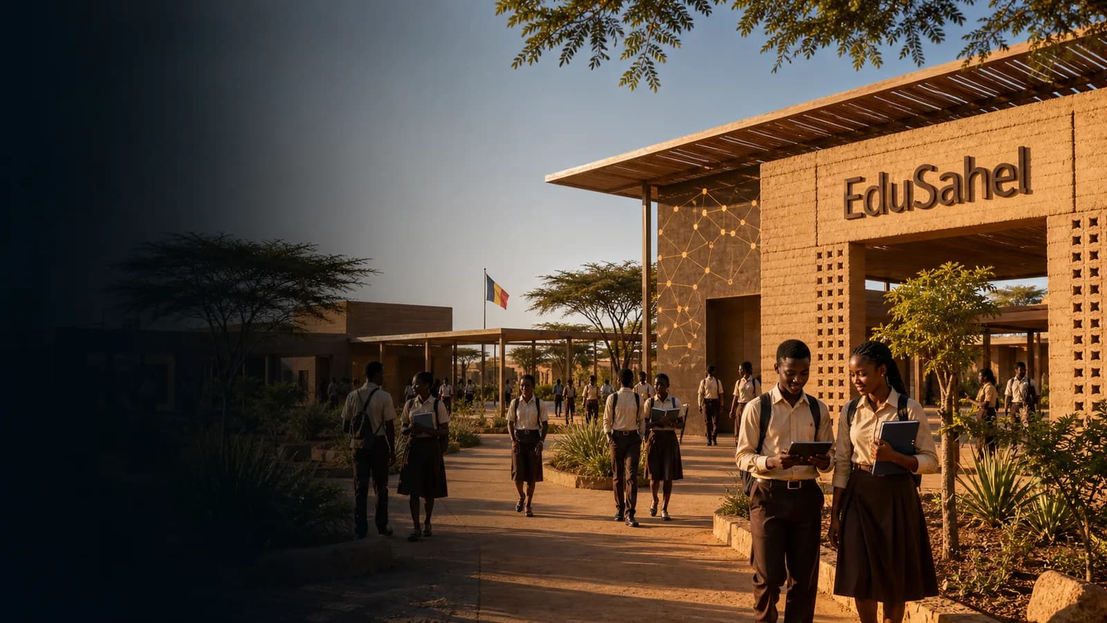 Campus d'un collège au Tchad, gestion scolaire digitalisée avec EduSahel